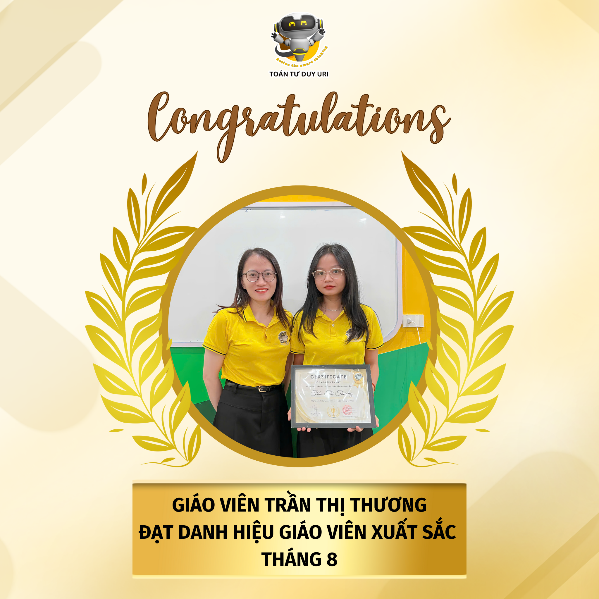 VINH DANH GIÁO VIÊN XUẤT SẮC THÁNG 8 - GIÁO VIÊN TRẦN THỊ THƯƠNG